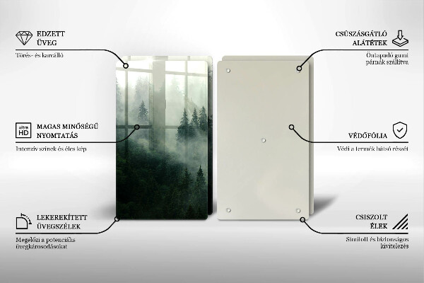 Kuchynská doska veľká zo skla Hmlistá lesná krajina