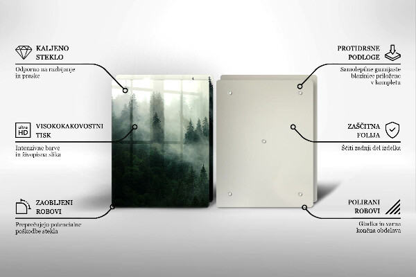 Kuchynská doska veľká zo skla Hmlistá lesná krajina