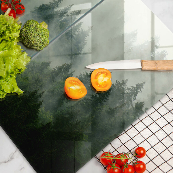 Kuchynská doska veľká zo skla Hmlistá lesná krajina