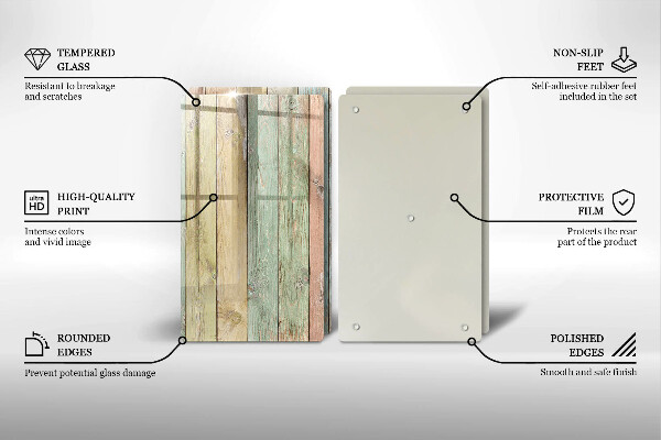 Kuchynská doska veľká zo skla Farebné vintage dosky