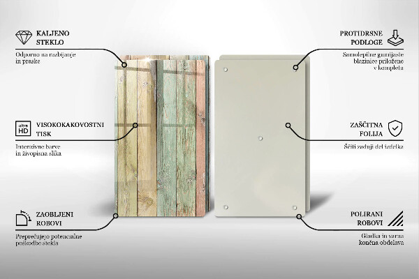 Kuchynská doska veľká zo skla Farebné vintage dosky