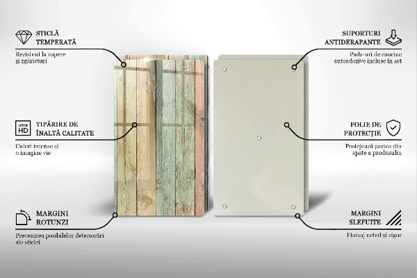 Kuchynská doska veľká zo skla Farebné vintage dosky