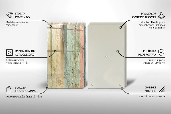 Kuchynská doska veľká zo skla Farebné vintage dosky