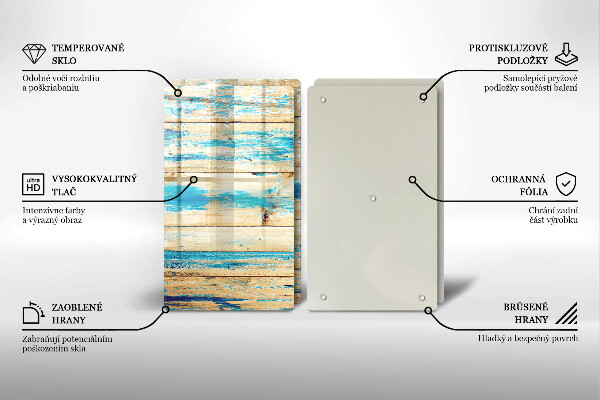 Kuchynská doska veľká zo skla Retro drevené dosky