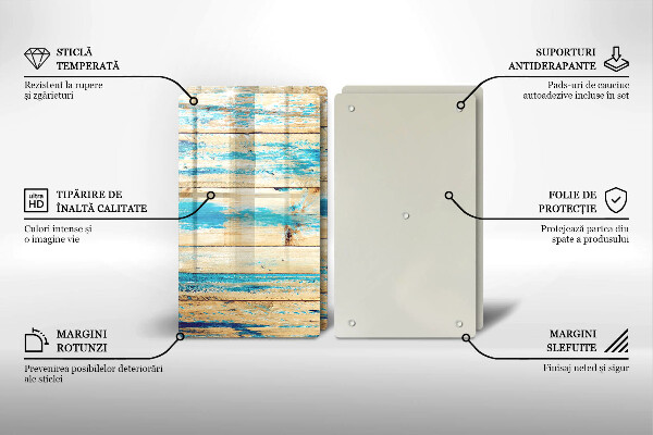 Kuchynská doska veľká zo skla Retro drevené dosky