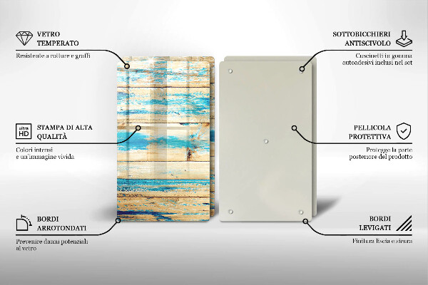 Kuchynská doska veľká zo skla Retro drevené dosky