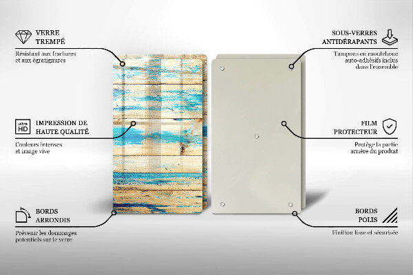 Kuchynská doska veľká zo skla Retro drevené dosky