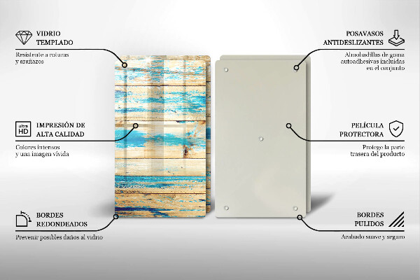 Kuchynská doska veľká zo skla Retro drevené dosky