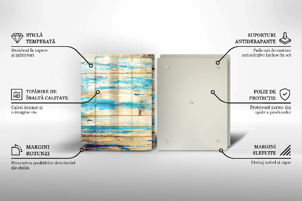 Kuchynská doska veľká zo skla Retro drevené dosky