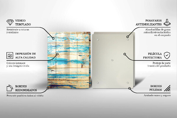 Kuchynská doska veľká zo skla Retro drevené dosky