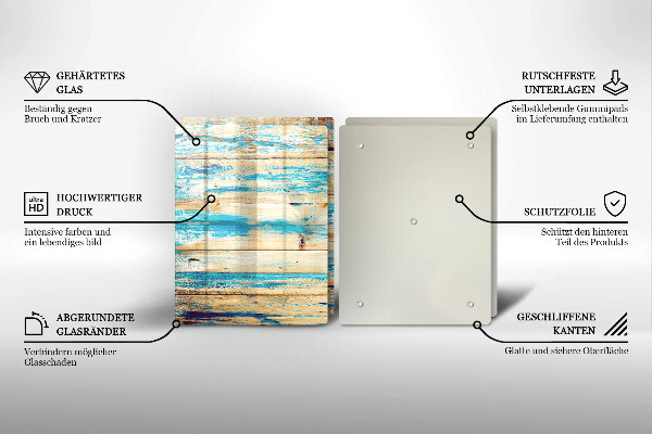 Kuchynská doska veľká zo skla Retro drevené dosky