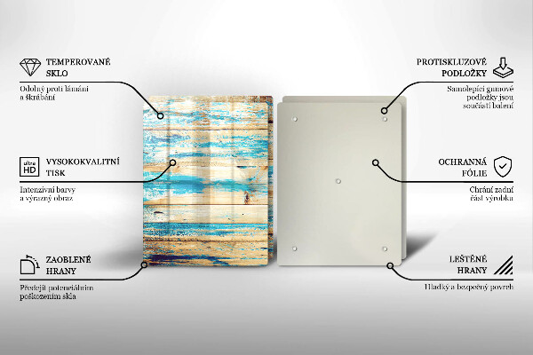 Kuchynská doska veľká zo skla Retro drevené dosky