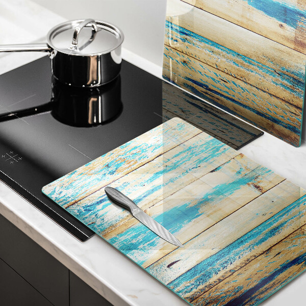 Kuchynská doska veľká zo skla Retro drevené dosky
