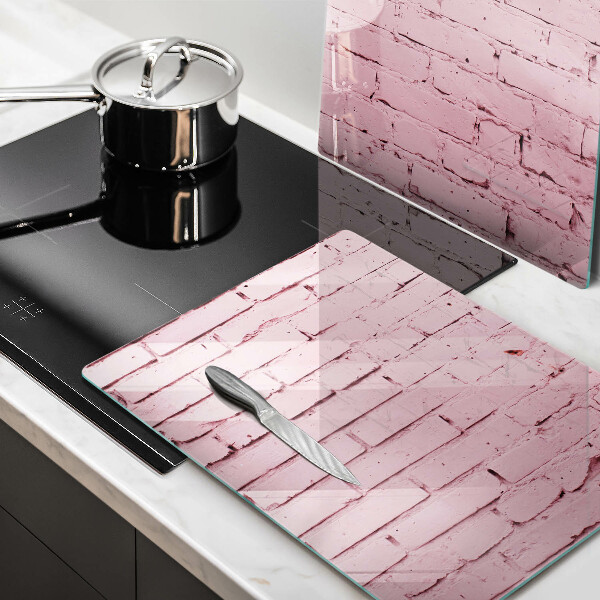 Kuchynská doska veľká zo skla Pastelová tehlová stena