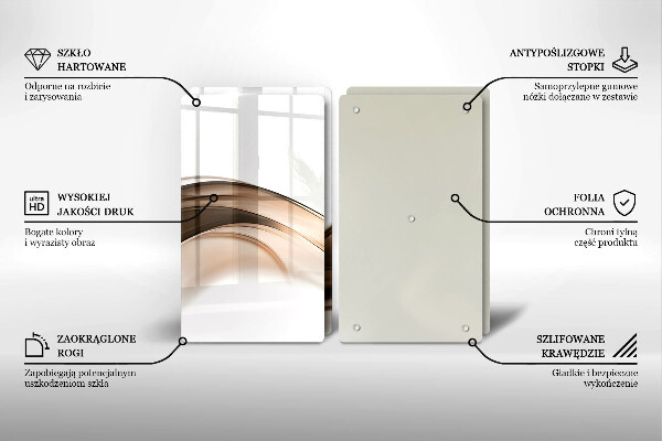 Kuchynská doska veľká zo skla Abstraktné hnedé čiary