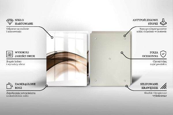 Kuchynská doska veľká zo skla Abstraktné hnedé čiary