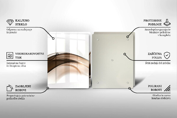 Kuchynská doska veľká zo skla Abstraktné hnedé čiary