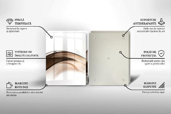 Kuchynská doska veľká zo skla Abstraktné hnedé čiary