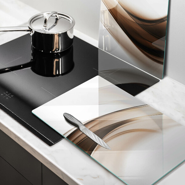 Kuchynská doska veľká zo skla Abstraktné hnedé čiary