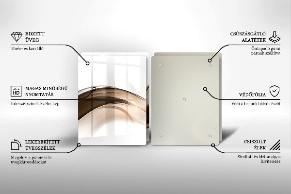 Kuchynská doska veľká zo skla Abstraktné hnedé čiary