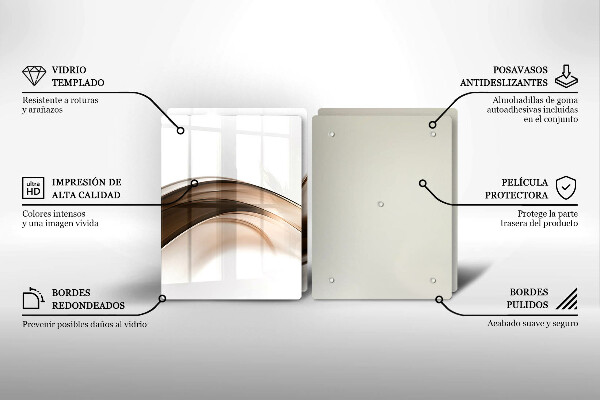 Kuchynská doska veľká zo skla Abstraktné hnedé čiary