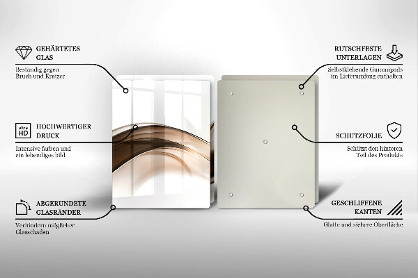 Kuchynská doska veľká zo skla Abstraktné hnedé čiary