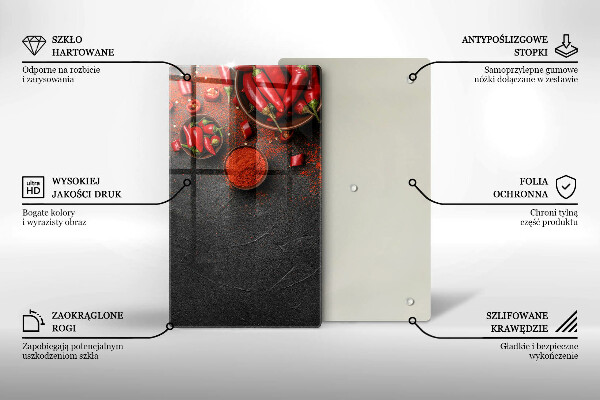 Kuchynská doska zo skla Červené chilli papričky