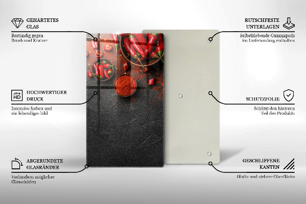 Kuchynská doska zo skla Červené chilli papričky