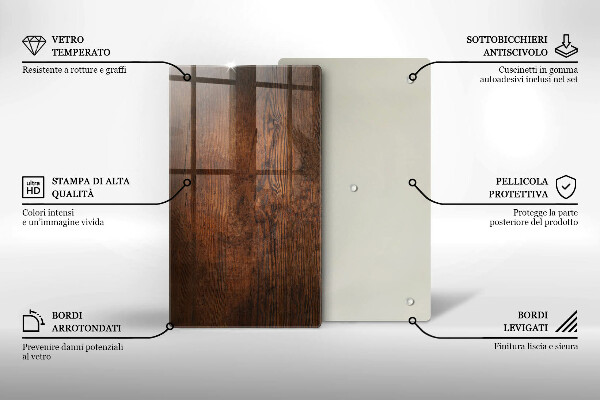 Kuchynská doska zo skla Doska z tmavého dreva