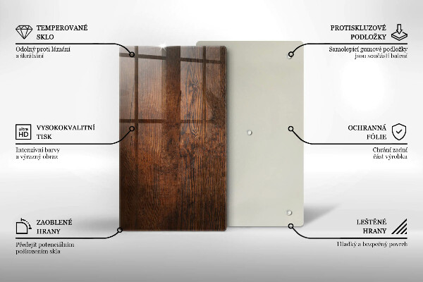Kuchynská doska zo skla Doska z tmavého dreva