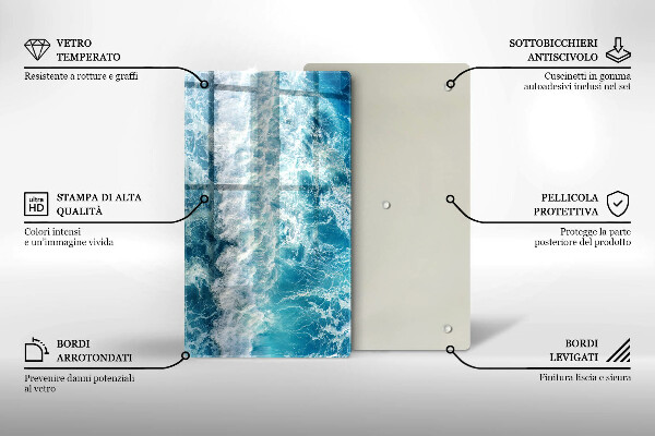 Kuchynská doska zo skla Vlny morskej vody