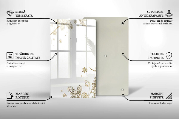 Sklenená doska na krájanie Zimné dekorácie