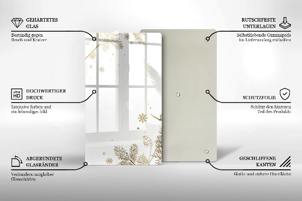 Sklenená doska na krájanie Zimné dekorácie