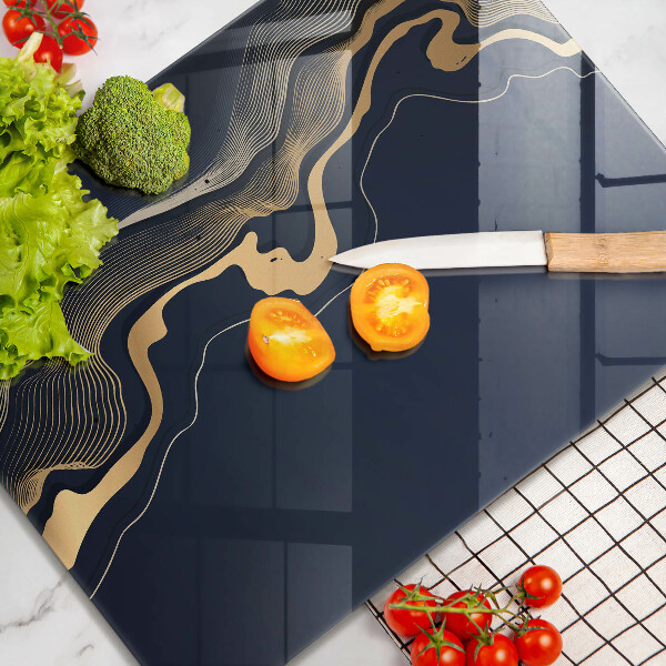 Kuchynská doska zo skla Abstraktné zlaté čiary