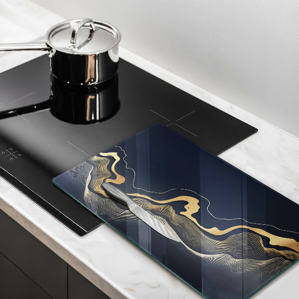 Kuchynská doska zo skla Abstraktné zlaté čiary