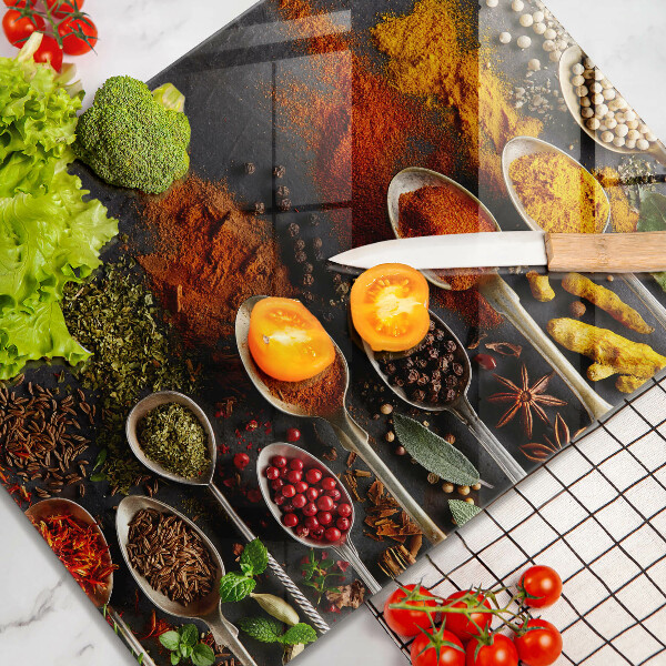 Kuchynská doska zo skla Lyžice s korením