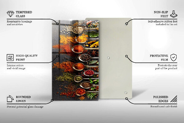 Kuchynská doska zo skla Lyžice s korením