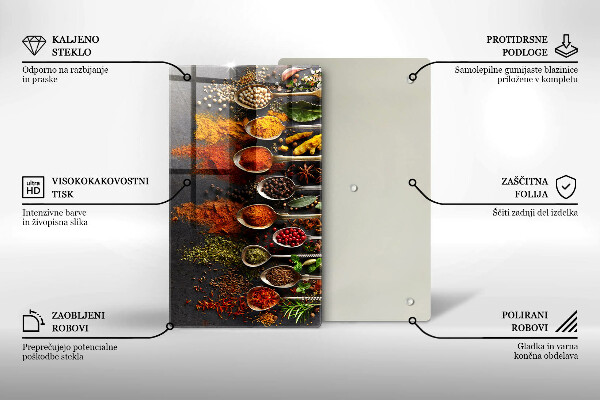 Kuchynská doska zo skla Lyžice s korením