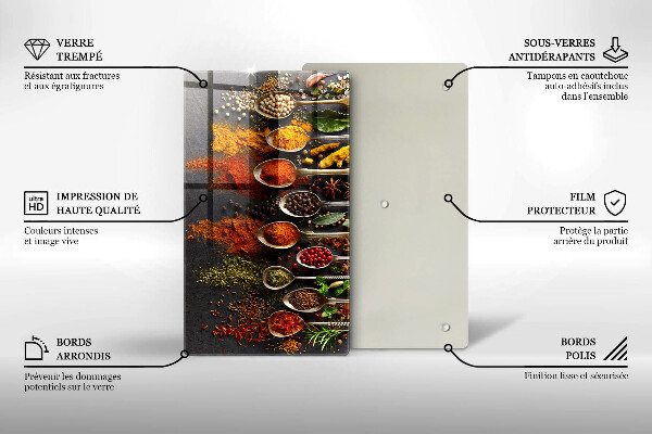 Kuchynská doska zo skla Lyžice s korením