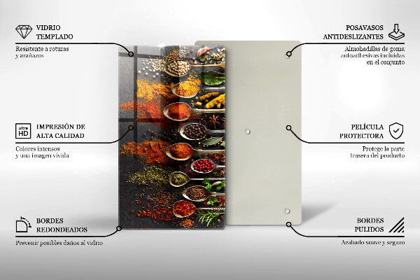 Kuchynská doska zo skla Lyžice s korením