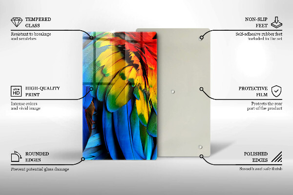 Kuchynská doska zo skla Farebné papagájové perie