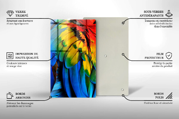 Kuchynská doska zo skla Farebné papagájové perie