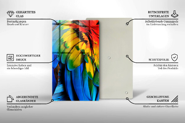 Kuchynská doska zo skla Farebné papagájové perie