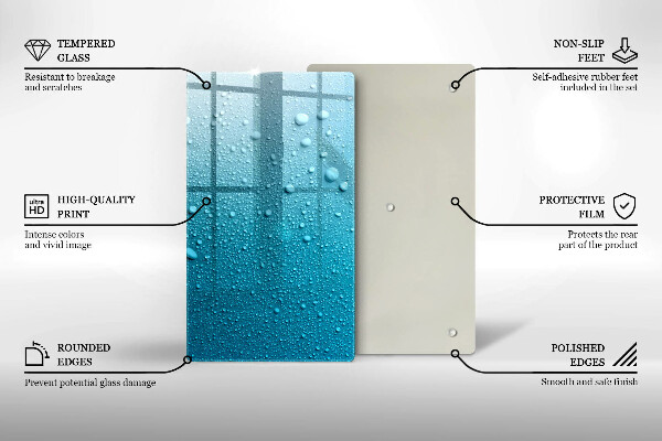 Kuchynská doska zo skla Kvapky vody