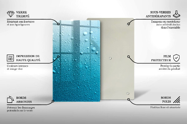 Kuchynská doska zo skla Kvapky vody