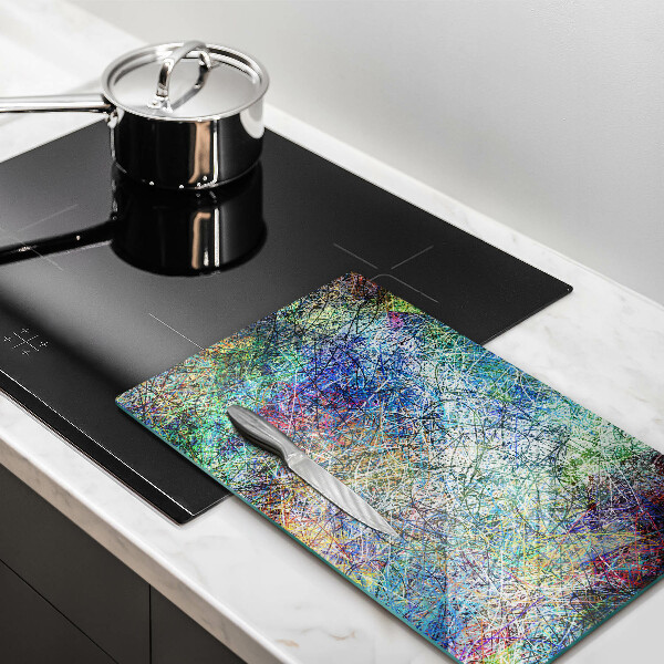 Kuchynská doska zo skla Farebná čiarová abstrakcia