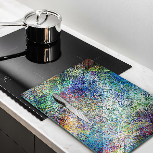 Kuchynská doska zo skla Farebná čiarová abstrakcia