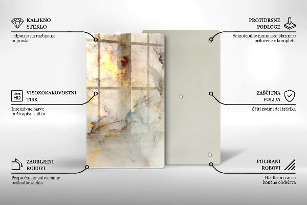 Kuchynská doska zo skla Textúra mramoru so zlatom