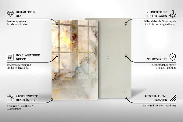 Kuchynská doska zo skla Textúra mramoru so zlatom