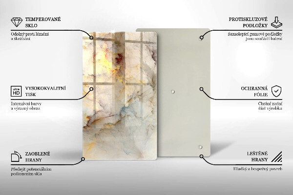 Kuchynská doska zo skla Textúra mramoru so zlatom